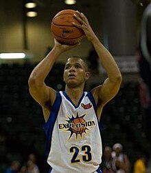 Basketball player shooting a free throw
